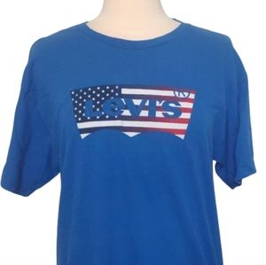 100% Cotton LEVI'S Logo T-shirt American Flag Large